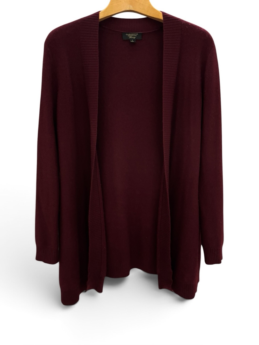 100% Cashmere Open-Front Cardigan Burgundy Wine by Charter Club Luxury Size L